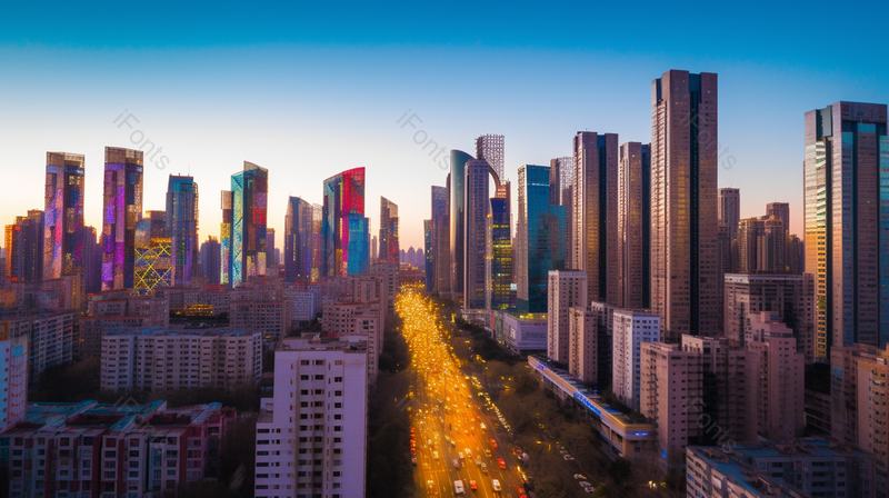 风光风景大街夜景天蓝黄昏,高清,摄影图,摄影图片,图片大全,摄影图免费下载